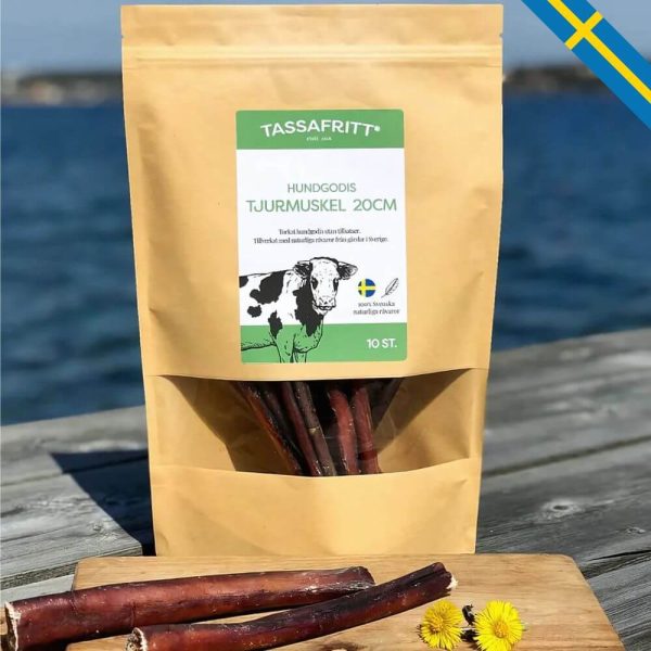 Tassafritt tjurmuskel tuggben 20 cm glada hundar