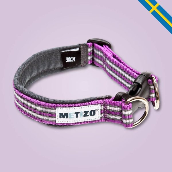 Metizo halsband fast lila glada hundar