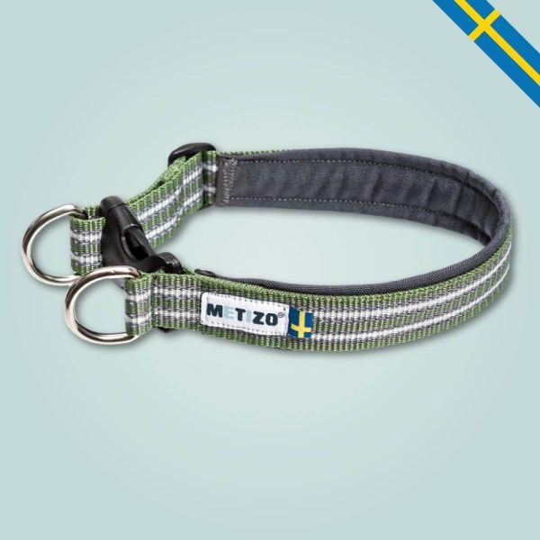 Metizo halsband fast olivgrön glada hundar