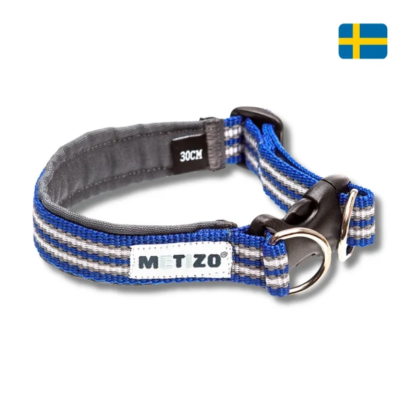 Metizo Halsband Fast blått hundhalsband med reflex