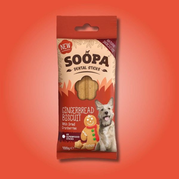 Soopa dental sticks pepparkaka ginngerbread glada hundar