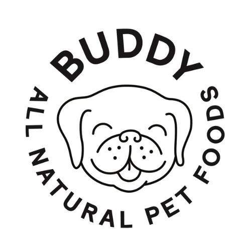 Buddy pet food logo glada hundar
