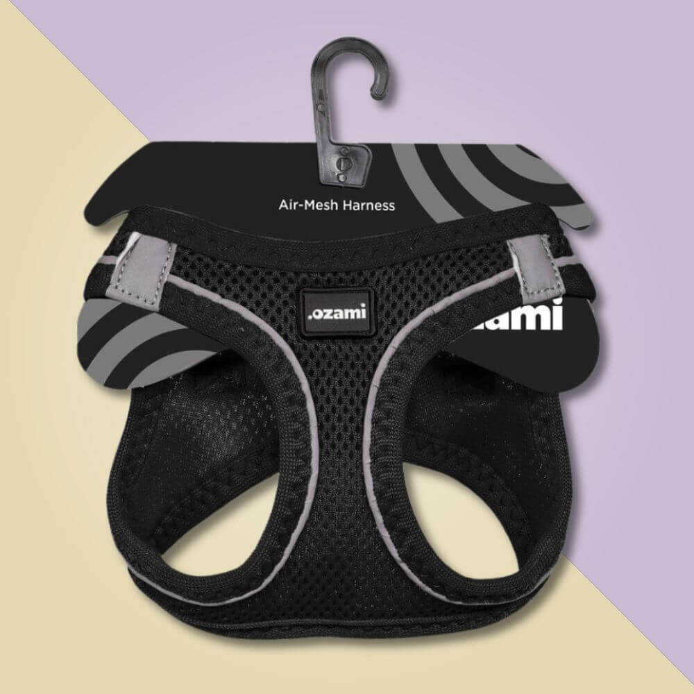 ozami hundsele air mesh svart glada hundar