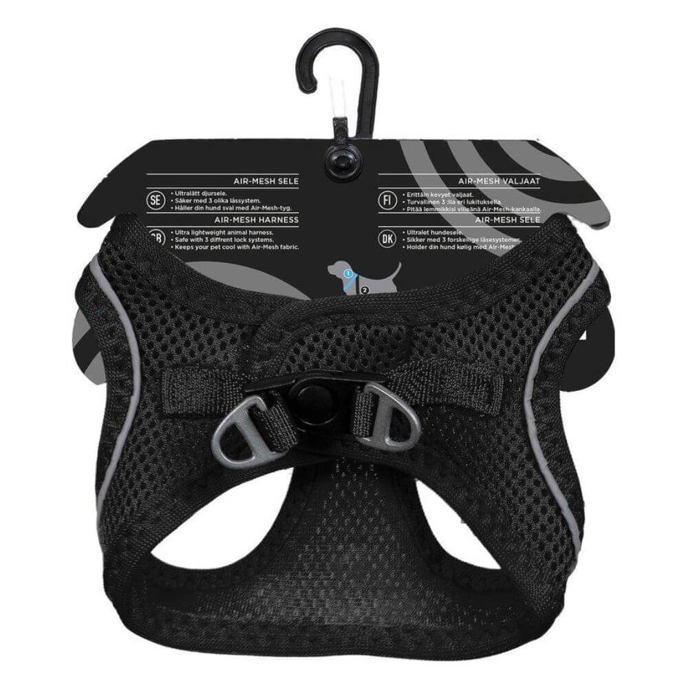 ozami hundsele air mesh svart glada hundar