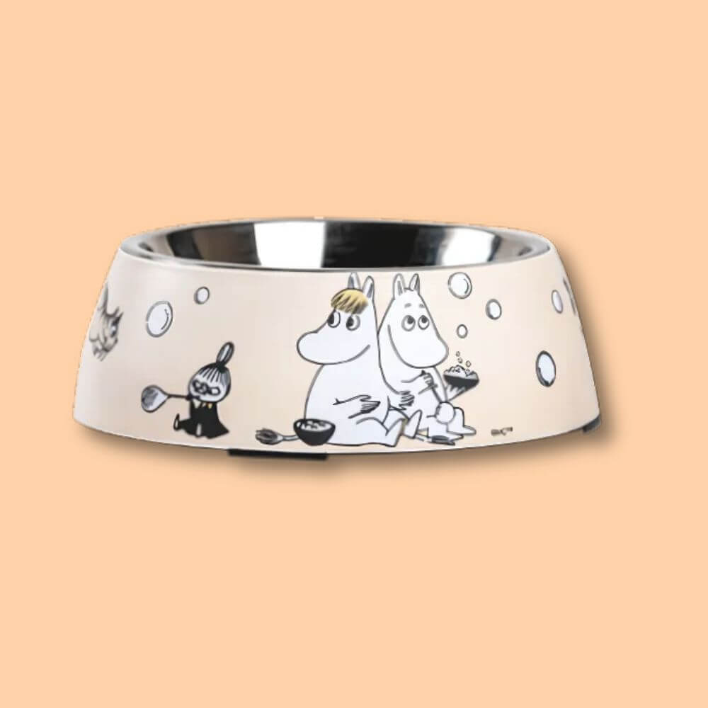 Moomin for pets Mumin matskål beige medium glada hundar