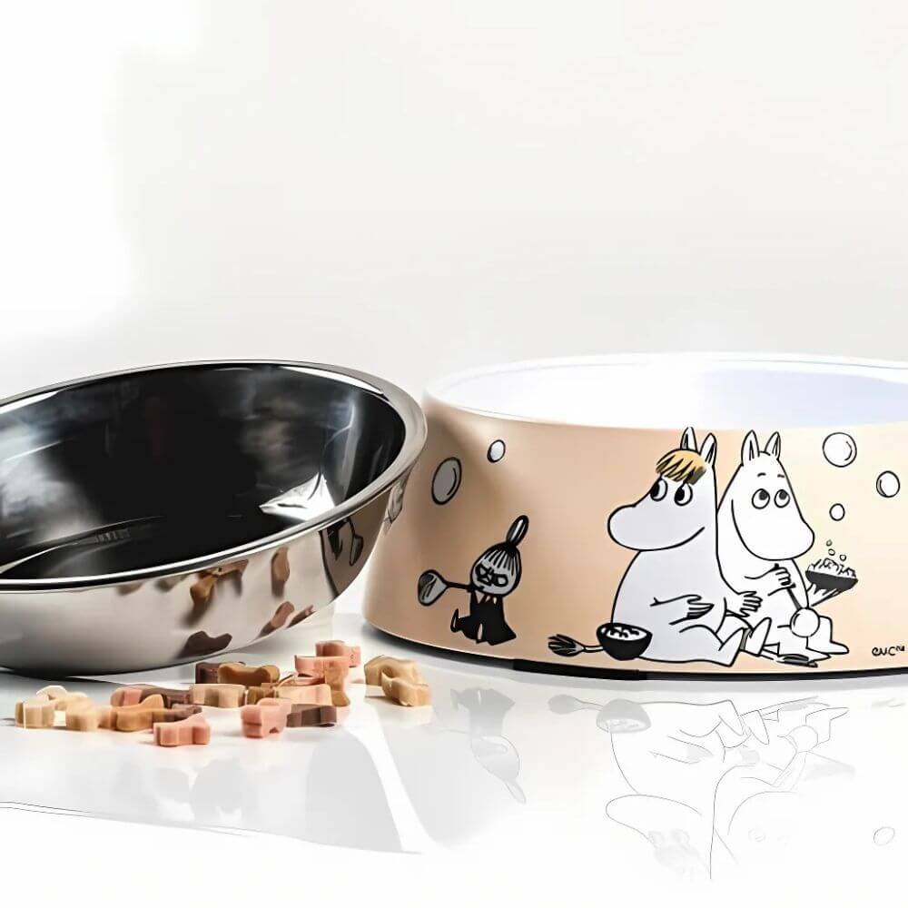 Moomin for pets Mumin matskål beige medium glada hundar