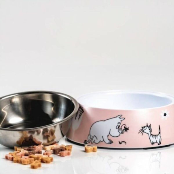 Moomin for pets Mumin matskål rosa small glada hundar