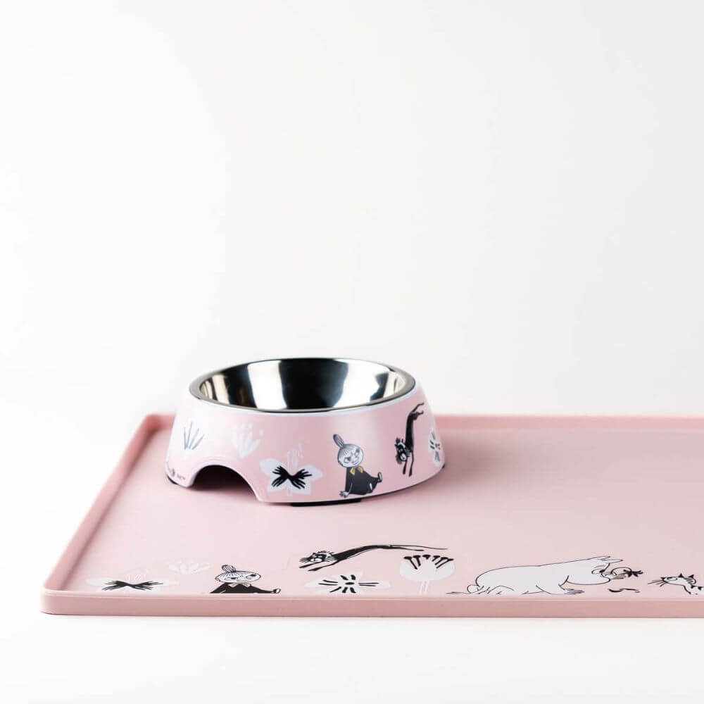 Muurla for pets Moomin silikonunderlägg rosa glada hundar