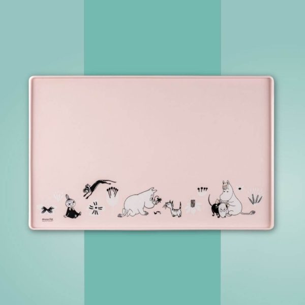Muurla for pets Moomin silikonunderlägg rosa glada hundar