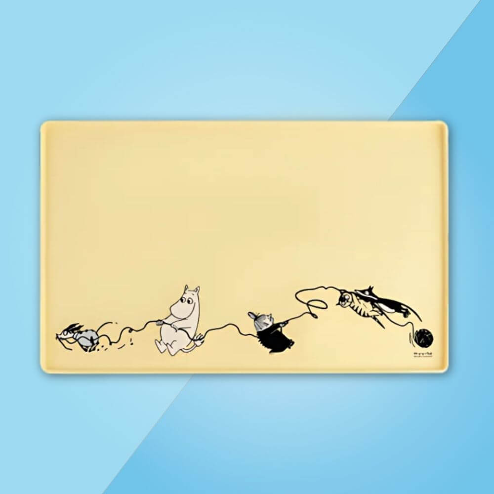 Muurla for pets Moomin silikonunderlägg gul glada hundar