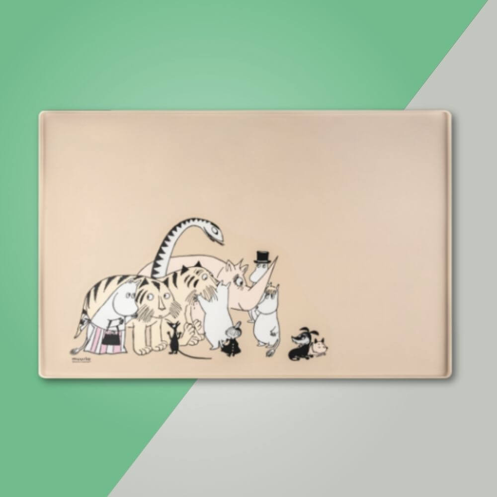Muurla for pets Moomin silikonunderlägg beige glada hundar