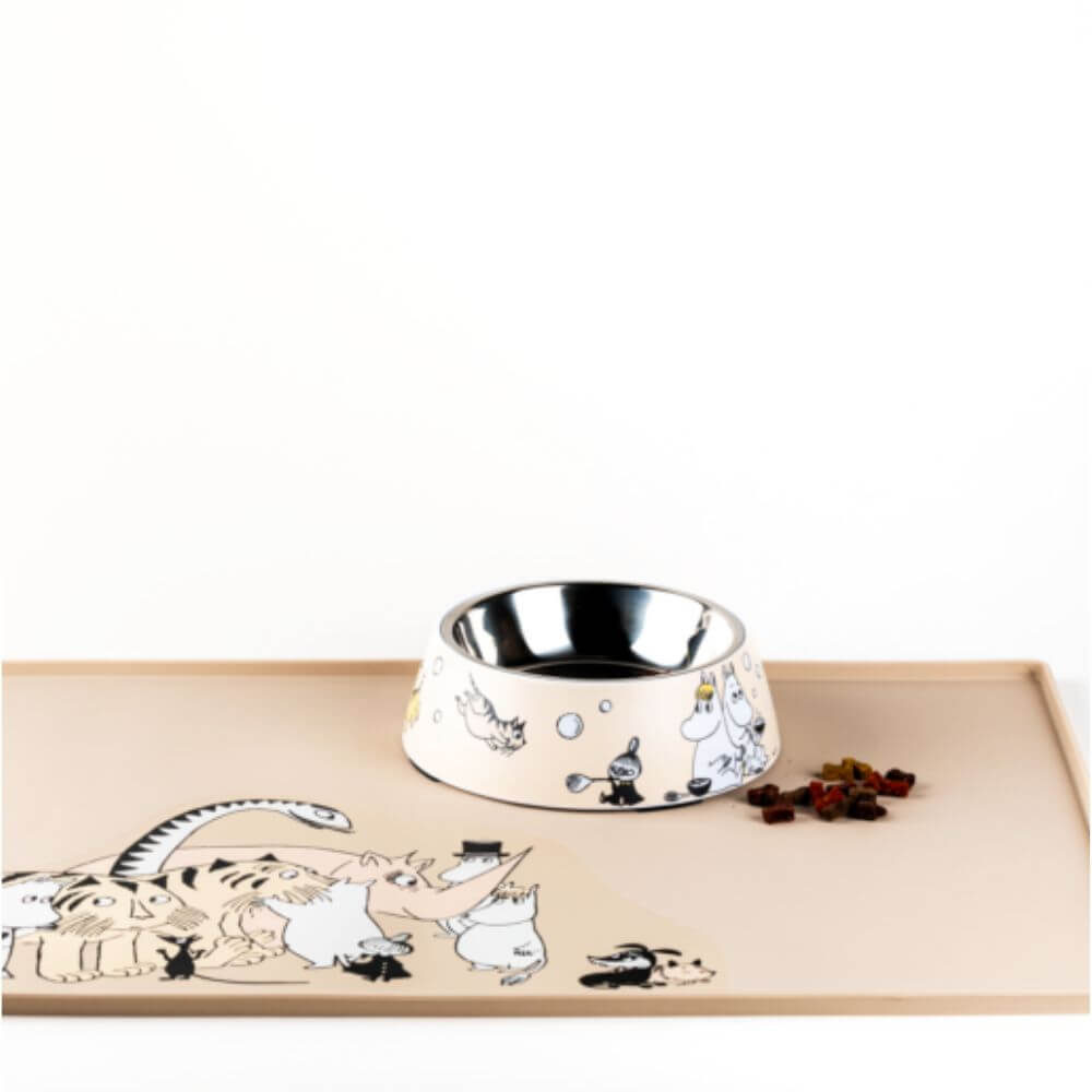 Muurla for pets Moomin silikonunderlägg beige glada hundar