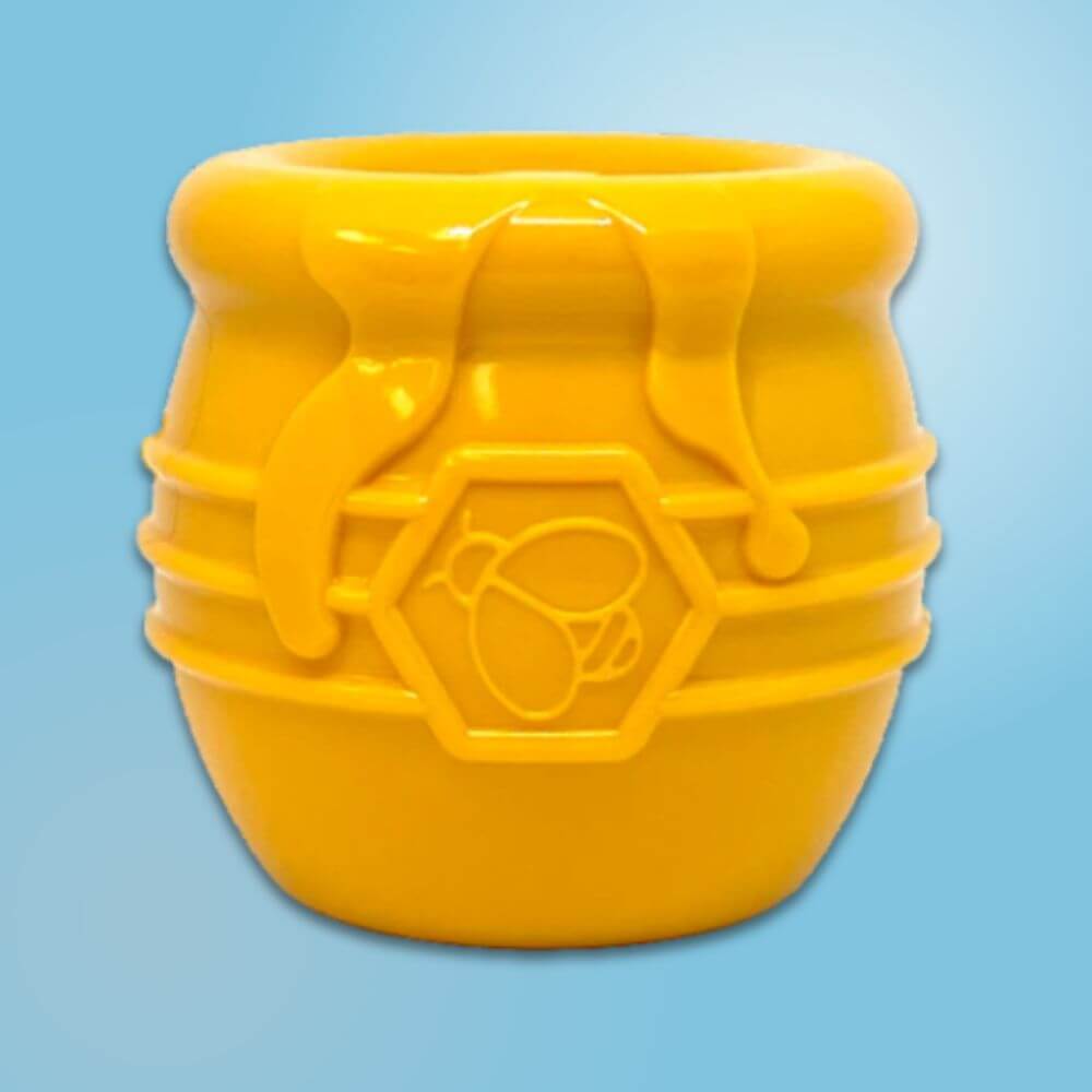 Sodapup honeypot honungskruka slowfeeder gul glada hundar