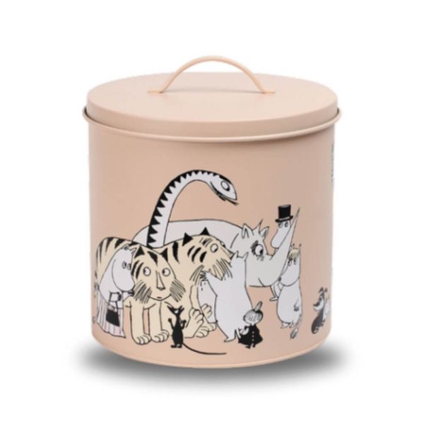 Moomin for pets tin jar plåtburk beige glada hundar