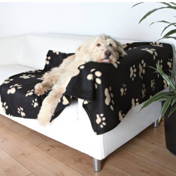 Trixie barney fleece filt svart glada hundar