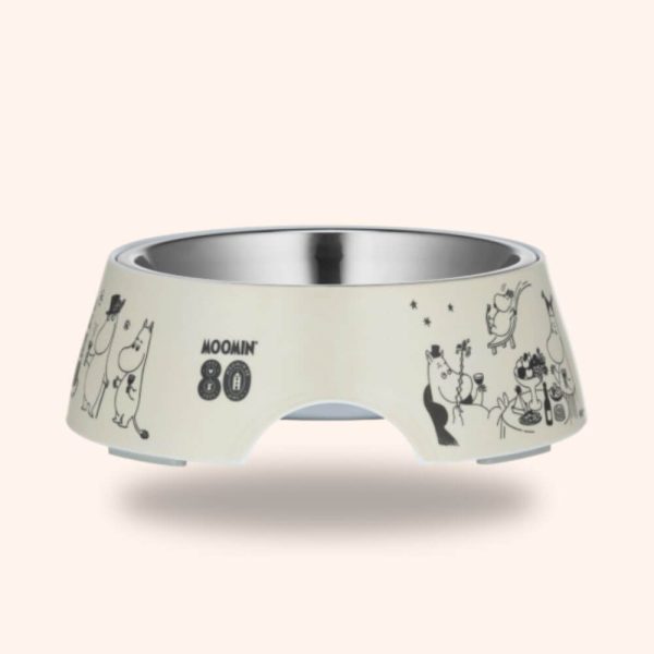 Mumin hundmatskål ljusbeige glada hundar