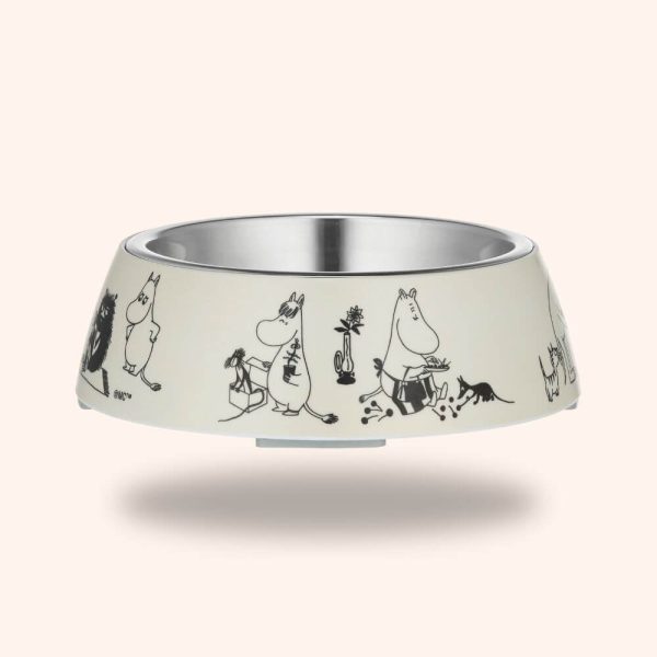 Mumin hundmatskål ljusbeige glada hundar
