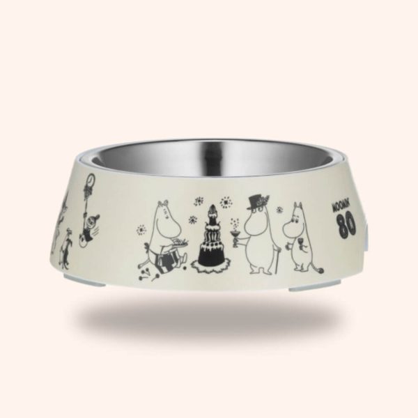 Mumin hundmatskål ljusbeige glada hundar