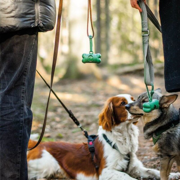 Green bone bajspåsehållare glada hundar