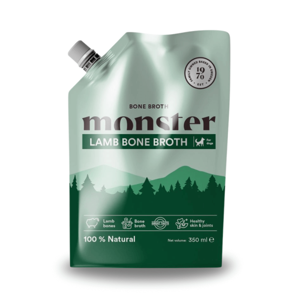 Monster bone broth lamb benbuljong lamm glada hundar