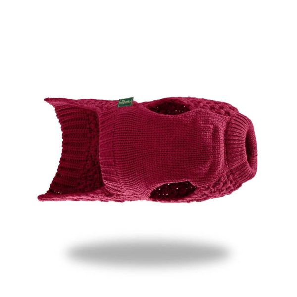 Hunter vinröd hundpullover stickad hundtröja glada hundar