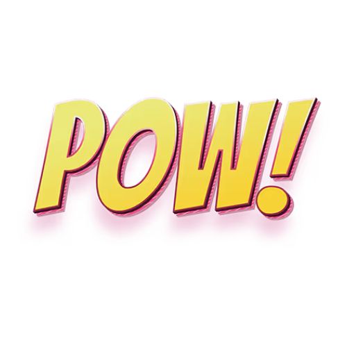 POW! logo glada hundar